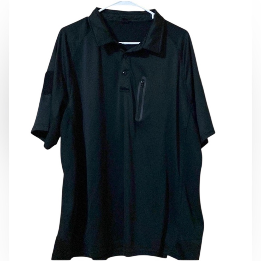 Tactical Polo Shirt Button Neck Black Size XXL